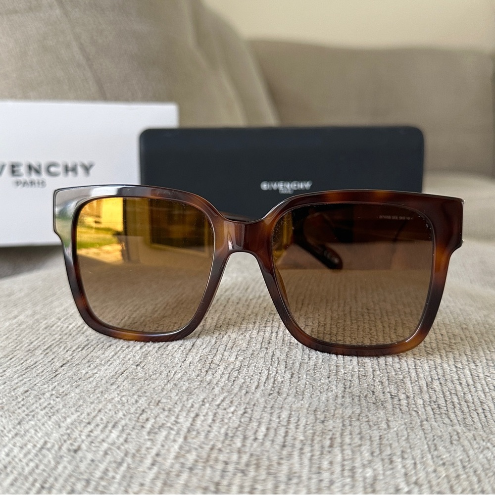 ❤️ GIVENCHY Square Sunglasses Brown Tortoise Classic Retro Minimalist Sunglasses